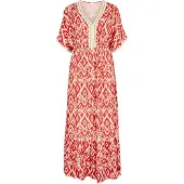 Apricot Maxikleid "Ikat-Batwing-Maxikleid", Damen, Gr. XS (34), N-Gr, orange, Obermaterial: 100% Viskose CV., gemustert, Kleider Maxikleid, mit Crochet-Details