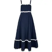 Apricot Volantkleid "mit Zick Zack Abschlüsse", Damen, Gr. S (36), N-Gr, blau (navy), gewebt, Obermaterial: 100% Baumwolle CO., unifarben, Kleider Volantkleid, Trägerkleid