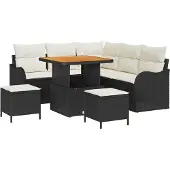 vidaXL Garten-Sofa-Set 8 Stk. 7-Sitzanzahl Schwarz