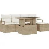 vidaXL Gartensofa-set 6 stk. Beige und Creme Poly-Rattan