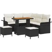 vidaXL Gartensofa-set mit Kissen 8 pcs Schwarz Poly-Rattan