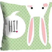 Queence Dekokissen "Maverik", grün (grün, bedruckt), B:40cm L:40cm, Polyester, Dekokissen_Sitzkissen_Kissenhüllen, Dekokissen, mit einem sprechenden Hasen