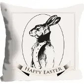 Queence Dekokissen "Bux Bunny", weiß (weiß, bedruckt), B:40cm L:40cm, Polyester, Dekokissen_Sitzkissen_Kissenhüllen, Dekokissen, mit einem Hasen im Anzug