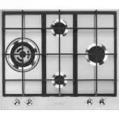 Smeg Kochfeld PX364L Classica, 4 Kochzonen, ultraschneller Brenner, Gussroste