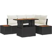 vidaXL Gartensofa-set 5 Stk. Schwarz und Beige