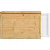Zeller Schneidebrett mit Tablett & Tablethalter Bambus/Kunststoff, Praktisches Holzbrett mit herausnehmbarem Auffangbehälter für sauberes Kochen, Maße (L x B x H): 40 x 26,5 x 5,2 cm