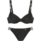 Jette Bügel-Bikini "Giulia" mit goldfarbener Glanzbeschichtung und Accessoires