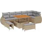 vidaXL Gartensofa-set 9 stk. 9-Sitzanzahl Beige und Hellgrau