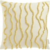 Tom Tailor Dekokissen HOME "Wavy", gelb (zitrone, gemustert), B:45cm L:45cm, Mischgewebe, Dekokissen_Sitzkissen_Kissenhüllen, Dekokissen, bestickt, mit hohem Baumwollanteil