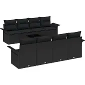 vidaXL Gartensofa-set 9 stk. 8-Sitzanzahl Schwarz Poly-Rattan