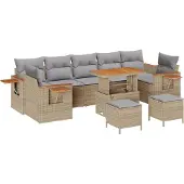 vidaXL Gartensofa-set 13 stk. 9-Sitzanzahl Beige und Hellgrau