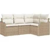 vidaXL Gartensofa-set 4 stk. Beige Poly-Rattan