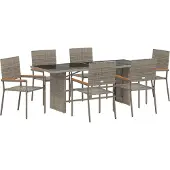 vidaXL Garten Essgruppe 7 stk. Grau Poly-Rattan