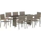 vidaXL Garten Essgruppe 9 stk. Grau Poly-Rattan