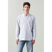 Levi's für Herren. A7210-0023 Echtes blaues Button-Down-Hemd (XS), Lässig, Baumwolle, Langarm