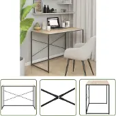 The Living Store Computertisch Schwarz und Eiche-Optik 110x60x70cm Holzwerkstoff