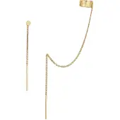Elli Paar Ohrhänger "Ohrringe Set Earcuff Durchzieher Gehämmert 925 Silber" Gr. 9, gold, Ohrringe, Damen, 9, Silber 925 (Sterlingsilber), Paar Ohrhänger