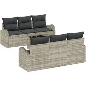 vidaXL Gartensofa-set 7 stk. Hellgrau Poly-Rattan