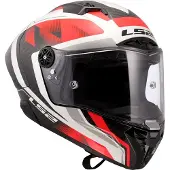 LS2 FF805 Thunder GP Raute Carbon Helm, weiß/rot, L (59/60)