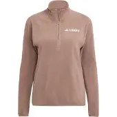 Adidas Sweatshirt TERREX "MULTI ESSENTIALS 1/2 ZIP FLEECEOBERTEIL", Damen, Gr. XS, beige (trace braun), Obermaterial: 100% Polyester, angesetztes Bündchen, Sweatshirts Sweatshirt