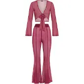 LASCANA Langarmshirt , Damen, Gr. 36, lila (schwarz berry), Netz, Obermaterial: 95% Polyester, 5% Elasthan, unifarben, figurbetont kurz, tiefer V-Ausschnitt, Shirts Langarmshirt