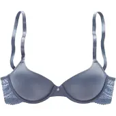 s.Oliver Schalen-BH "Pauline", Damen, Gr. 70, Cup C, blau (jeansblau), Spitze, Obermaterial: 62% Polyamid, 23% Polyester, 15% Elasthan, BHs Schalen-BH, mit Bügel und hübschem Spitzenrücken, Dessous
