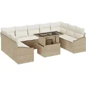 vidaXL Garten-Sofa-Set 10 stk. Beige und Creme