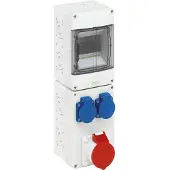 Spelsberg 72831201 Steckdosenkombination, grau, Schutzart IP44, 5 TE, Schlagfestigkeit IK08, Schutzklasse II, Bemessungsisolationsspannung 400V AC