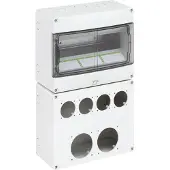 Spelsberg 73192401 Steckdosenleergehäuse, grau, Schutzart IP44, 12 TE, Schlagfestigkeit IK08, Schutzklasse II, Bemessungsisolationsspannung 400V AC