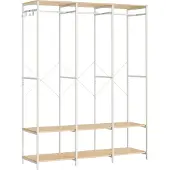 Songmics Kleiderschrank offen, mit Kleiderstange, 40 x 141 x 180 cm – Naturbeige