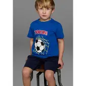 Kidsworld T-Shirt "Fußball-Print: TOOOR", Jungen, Gr. 104/110, blau (royalblau), Jersey, Obermaterial: 100% Baumwolle, Basic, Shirts T-Shirt, Kurzarm, Basic-Passform, mit Statements/Sprüchen