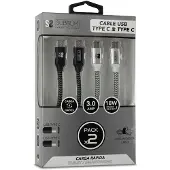 Subblim Pack 2 Cables Usb Tipo Usb-C A Usb-C 1 M Black/Silver