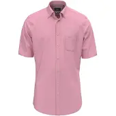 FYNCH-HATTON Kurzarmhemd , Herren, Gr. M, N-Gr, rosa (peony), Web, Obermaterial: 100% Baumwolle, unifarben, normal hüftbedeckend, Rundhals, Hemden Kurzarmhemd, mit Brusttasche und Logo-Print
