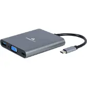 Gembird A-CM-COMBO6-01, USB 3.2 Gen 1 (3.1 Gen 1) Type-C, 60 W, Grau, MicroSD (TransFlash), SD, 3.5mm, HDMI, USB 3.2 Gen 1 (3.1 Gen 1) Type-A, USB Typ-C, VGA, Metall