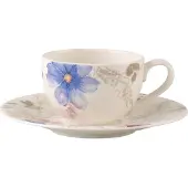 Villeroy & Boch Tasse "Kaffeetasse mit Untertasse Mariefleur Gris Basic 150 ml bunt", bunt, 1 tlg., Porzellan, Trinkgefäße, Tasse