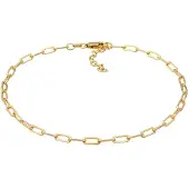 Elli Fußkette "Fußschmuck Glieder Oval Basic Chain Optik 925 Silber" Gr. 22, gold, Fußketten, Damen, Silber 925 (Sterlingsilber), Fußkette