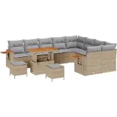 vidaXL Gartensofa-set 13 Stk. 9-Sitzanzahl Beige und Hellgrau