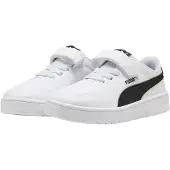 Puma Sneaker "COURT LALLY AC PS", Mädchen, Gr. 33, Textil, schwarz-weiß (weiß, schwarz), Synthetik, Schuhe Sneaker, mit Klettverschluss und elastischen Schnürsenkeln