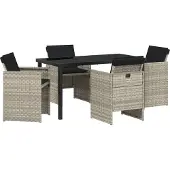vidaXL Garten Essgruppe 5 stk. Hellgrau Poly-Rattan