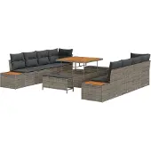 vidaXL Gartensofa-set 11 stk. 10-Sitzanzahl Grau Poly Rattan