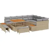 vidaXL Gartensofa-set 12 stk. 11-Sitzanzahl Beige Poly Rattan