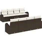 vidaXL Gartensofa-set 9 Stk. 8-Sitzanzahl Braun und Creme Poly-Rattan