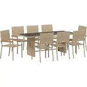 vidaXL Garten Essgruppe 9 stk. Beige Poly-Rattan