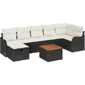 vidaXL Gartensofa-set 8 stk. Schwarz Poly-Rattan
