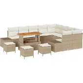 vidaXL Gartensofa-set 13 Stk. 12-Sitzanzahl Beige Poly Rattan