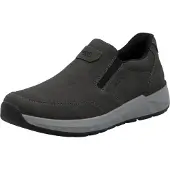Rieker Slipper , Herren, Gr. 41, grau, Lederimitat, unifarben, Schuhe Slipper, Schlupfschuh, Halbschuh, Slip-on Sneaker mit Ziernähte