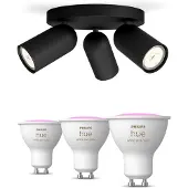 Philips Hue Pongee Schwarzer Spot 3er-pack + Gu10 Farbfähige Lampen