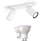 Philips Hue Pongee Spot 2er-pack In Weiß + Gu10- Farbfähige Lampen