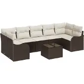 vidaXL Gartensofa-set 8 stk. 7-Sitzanzahl Braun und Creme
