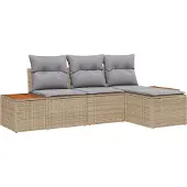 vidaXL Gartensofa-set 4 Stk. Beige und Hellgrau Poly Rattan